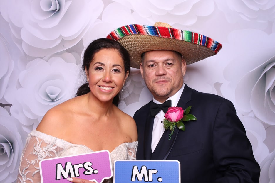 Bride and Groom with props