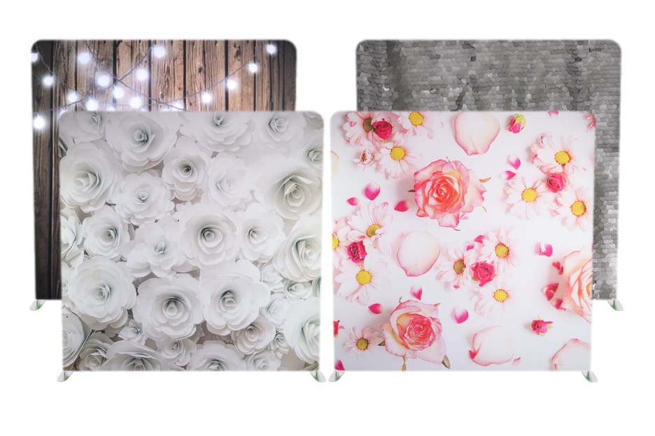 Photo Booth Backdrops that are most commonly used at weddings around Chicago 