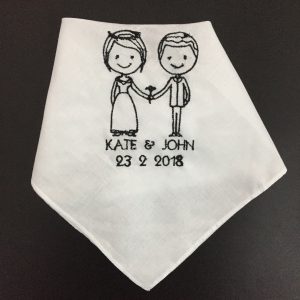 Wedding embroidered handkerchief are great party favors for weddings